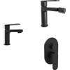 Parama Set miscelatori lavabo 13cm bidet miscelatore doccia con deviatore nero opaco | Margot