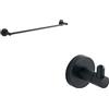Parama Set da bagno nero opaco 2 accessori: porta asciugamani 39cm e doppio appendino | Hook