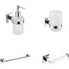Parama Set da bagno 4 accessori cromato: dispenser, porta spazzolino, porta rotolo, porta asciugamano 63cm | Wash