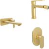 Parama Set miscelatori lavabo ad incasso placca squadrata bidet miscelatore doccia monocomando oro spazzolato | Margot