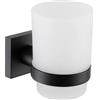 Parama Dispenser sapone a muro in zinco nero opaco e bicchiere in vetro | Wash