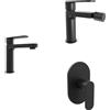 Parama Set miscelatori lavabo 16cm bidet miscelatore doccia monocomando nero opaco | Margot