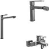 Parama Set miscelatori lavabo alto bidet miscelatore esterno vasca gun metal spazzolato | Margot