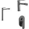 Parama Set miscelatori lavabo alto bidet miscelatore doccia con deviatore gun metal spazzolato | Margot