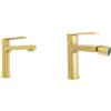 Parama Coppia miscelatori lavabo 16cm e bidet oro spazzolato senza scarico | Margot