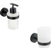 Parama Set da bagno nero opaco 2 accessori: dispenser, porta spazzolino | Spin