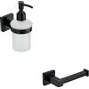Parama Set da bagno 2 accessori nero opaco: dispenser sapone, porta rotolo | Wash