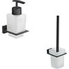 Parama Set da bagno 2 accessori nero opaco: dispenser e porta scopino | Arch