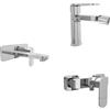 Parama Set miscelatori lavabo ad incasso placca squadrata bidet miscelatore esterno doccia cromato | Margot