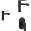 Parama Set miscelatori lavabo 13cm bidet miscelatore doccia monocomando nero opaco | Margot