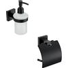 Parama Set da bagno 2 accessori nero opaco: dispenser sapone, copri rotolo | Wash