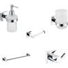 Parama Set da bagno 5 accessori cromato: dispenser, porta spazzolino, porta rotolo, porta asciugamano 38cm, doppio appendino | Wash