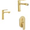 Parama Set miscelatori lavabo 16cm bidet miscelatore doccia con deviatore oro spazzolato | Margot