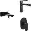 Parama Set miscelatori lavabo ad incasso placca squadrata bidet miscelatore doccia monocomando nero opaco | Margot