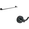 Parama Set da bagno nero opaco 2 accessori: porta asciugamani 52 cm e doppio appendino | Hook