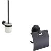 Parama Set da bagno nero opaco 2 accessori: porta scopino, coprirotolo | Spin