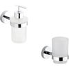 Parama Set da bagno cromato 2 accessori: dispenser, porta spazzolino | Spin