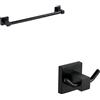 Parama Set da bagno 2 accessori nero opaco: porta asciugamani 63cm, doppio appendino | Wash