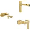 Parama Set miscelatori lavabo ad incasso placca stondata bidet miscelatore esterno doccia oro spazzolato | Margot