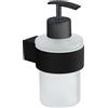 Parama Dispenser sapone a muro in zinco nero opaco e bicchiere in vetro | Brush