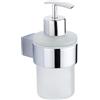 Parama Dispenser sapone a muro in zinco cromato e bicchiere in vetro | Brush