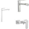 Parama Set miscelatori lavabo alto bidet miscelatore esterno doccia nickel spazzolato | Margot