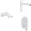 Parama Set miscelatori lavabo ad incasso placca stondata bidet miscelatore doccia con deviatore bianco opaco | Margot