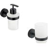 Parama Set da bagno 2 accessori nero opaco: dispenser sapone, porta spazzolino | Wash