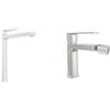 Parama Coppia miscelatori lavabo alto e bidet nickel spazzolato senza scarico | Margot