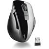 NGS BOW BLACK - Mouse Senza Fili RF 2,4Ghz, Mouse Ottico Wireless 800/1200/1600dpi per Computer, Scroll + 5 Pulsanti, Ergonomia Destra, Nero