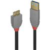 Lindy Cavo USB 3.0 Tipo A a Micro-B Anthra Line, 1m, Nero