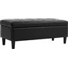 HOMCOM Cassapanca 136L Pouf Contenitore Poggiapiedi Grande 110x41x42cm, Finta Pelle adatta agli Animali Domestici, Nero | Aosom Italy