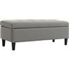HOMCOM Cassapanca 136L Pouf Contenitore Poggiapiedi Grande 110x41x42cm, Finta Pelle adatta agli Animali Domestici Grigio | Aosom Italy