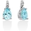 Miluna - Orecchini Oro 375‰ con 4 diamanti naturali (1,68pt) e 2 topazi azzurri goccia 7x5mm, ERD2816X