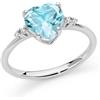 Miluna - Anello Oro 375‰ con 4 diamanti naturali (1,68pt) e 1 topazio azzurro cuore 8x8mm, LID3746X