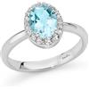 Miluna - Anello con Gemma del Cielo Ovale Piccolo e Topazi Bianchi in Argento LID4250