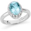 Miluna - Anello con Gemma del Cielo Ovale e Topazi Bianchi in Argento LID4251