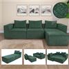 Mendler L-Sofa HWC-O54, divano lounge con pouf, allungabile e modulare a destra/sinistra, tessuto/tessuto 63x270x190cm ~ verde