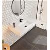 BELLOBATH Lavabo da Appoggio in Resina Bianca 120 x 46,5 x 12 cm - Lavabo Bagno Sospeso in Resina - Con 1 Foro per Rubinetto - Lavabo Rettangolare