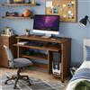 Linea Azzurra Scrivania Pc da Ufficio Scrivania Computer con Rotelle e Doppio Ripiano Interno Estraibile 76x93x48cm Mobile con Ripiani Tastiera Scorrevole Scrittoio da Studio Made in Italy