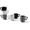 Excelsa Eclipse Set 6 Tazze Mug, Ceramica, Bianco, Nero, Grigio, 230 ml, 6 unità