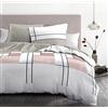 HOME LINGE PASSION Parure copripiumino 220 x 240 cm - 3 pezzi - morbido percalle di cotone - federa - bianco e rosa - modello L'intrigante