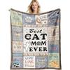 Havnix Coperta a tema gatto per amanti delle donne, con scritta in lingua inglese Best Cat Mum Ever, comoda coperta in flanella per compleanno, festa della mamma