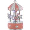 Bagutta Giostra Carillon Musicale con Luci e Cavalli, Cupola a Spicchi Rosa 9x15