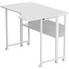 Maclean Scrivania pieghevole Maclean con ripiano e ruote 100x73 cm (bianco) | Pratico ripiano portaoggetti da lavoro ergonomico, carico massimo di 50 kg