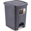 Stefanplast Cestino da 20 l con pedale, blu scuro, finitura rattan, 39x31x27,5 cm, ELEG.