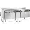 Tavolo Frigo Professionale 4 Porte in Acciaio Inox AISI 304, con Alzatina, Profondità 70 cm, -2°C/+8°C - Classe A