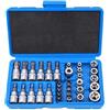 HKQBXO Set da 34 Pezzi di Bussole Torx Femmina Robuste, Set Chiavi a Bussola con Cricchetto, Inserti Torx, per Chiavi Femmina Multifunzionali