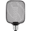 GTV Lampadina a LED a griglia C100, E27, 3,5 W, 120 lm, 1800 K, ambra, bianco caldo, 230 V, 320°, decorazione retrò, nero