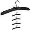 Relaxdays Grucce Appendiabiti in Raso, in Set da 5, Imbottite, Gancio Girevole a 360°, Fiocco Decorativo, 38 cm, Nero